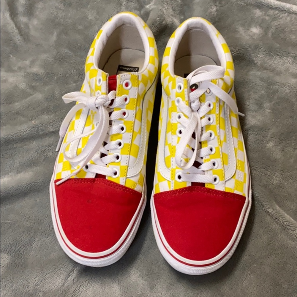 Red and yellow flame Vans